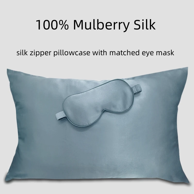 

Silk Zipper Pillowcase 1pc With Matched Eye Mask 1pc 100% Mulberry Silk Many Size Can Be Customized