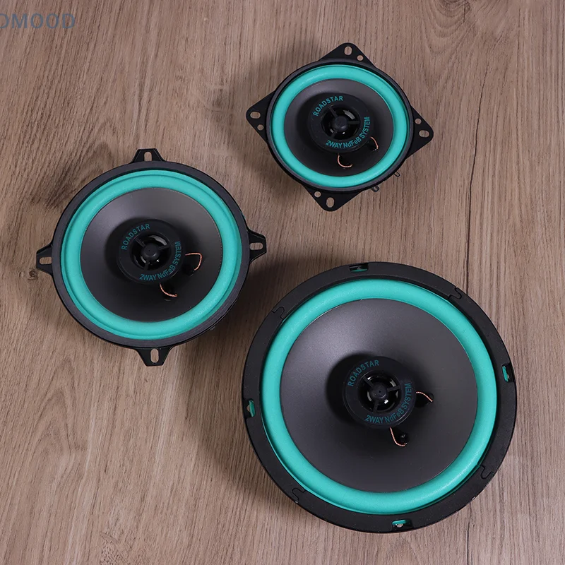 4/5/6 Inch 100W 2-Way Car HIFI Coaxial Speaker Door Audio Music Stereo Tweeter Mid-woofer Full Range Frequency Speaker Green Ama