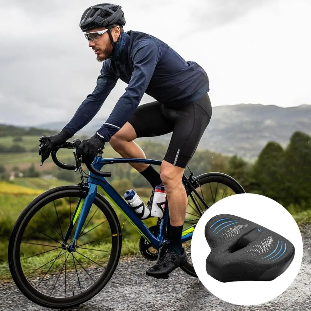 Anti-slip Bike Seat Cushion Ergonomic Bike Saddle Breathable Extra Wide Bike Seat Cushion for Men Women Thickened for Comfort