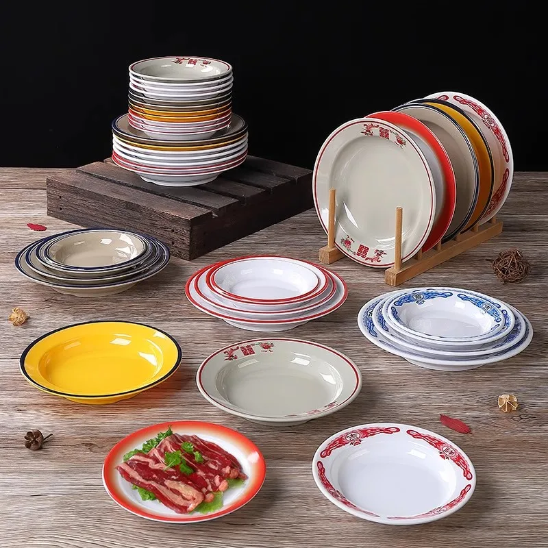 

Винтажная тарелка Melne Di для горячих блюд, специальная серия, для коммерческого использования, ретро-эмалированная, круглая, плоская, для ресторана