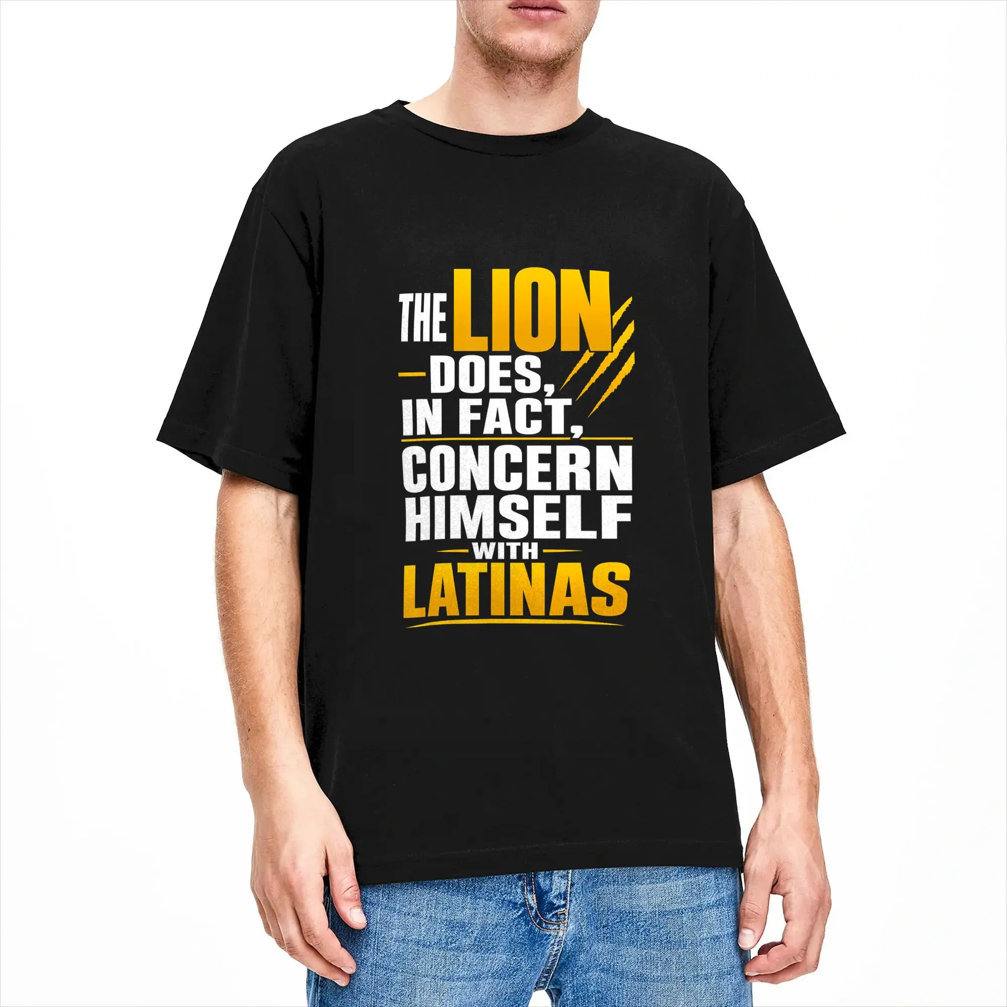 The Lion Does in Fact Concern Himself with Latinas Meme Cotton T Shirt For Mens Summer  Vintage T-Shirts Fashion Tees Oversize