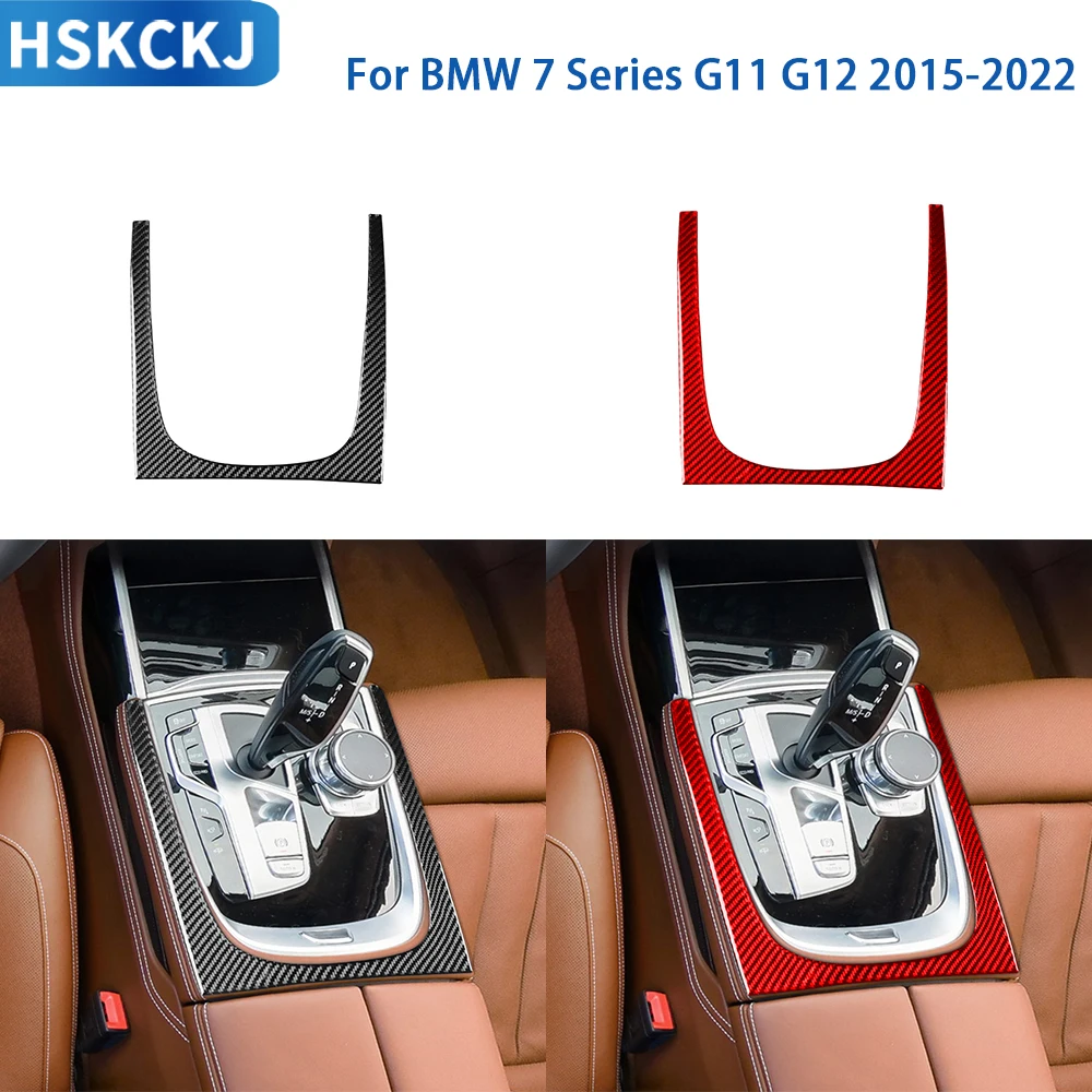 For BMW 7 Series G11 G12 2015-2022 Accessories Real Soft Carbon Fiber Car Interior Storage Box Panel Cover Trim Sticker