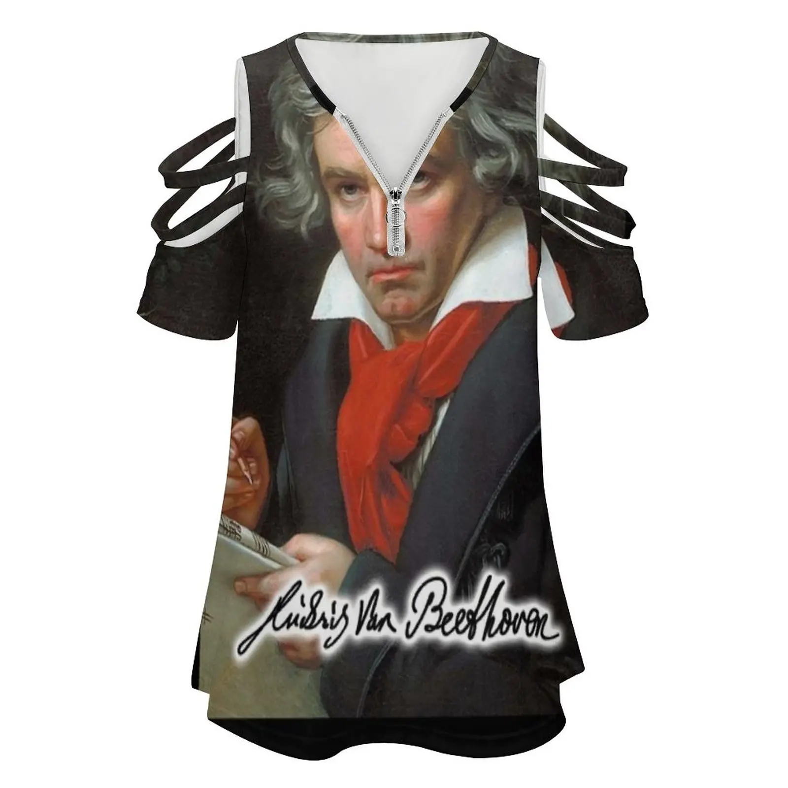 Ludwig Van Beethoven , German Composer And Pianist. Women T-Shirt Crewneck Casual Short Sleeve Tops Summer Tees Ludwig Van