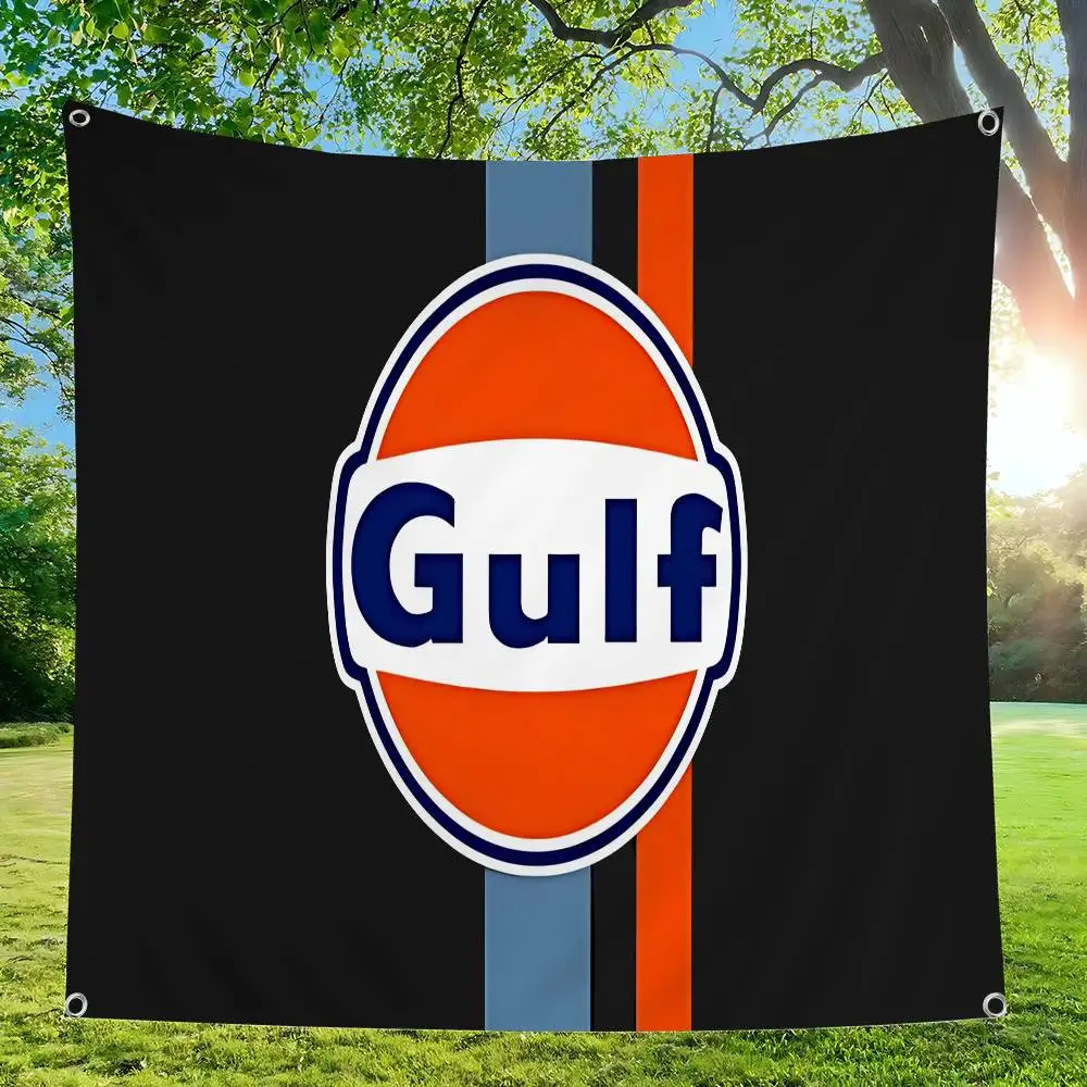 G-Gulf Racing Car Logo Creative Pattern Hanging Flag Polyester Printed Banner Hand Pulled Flag