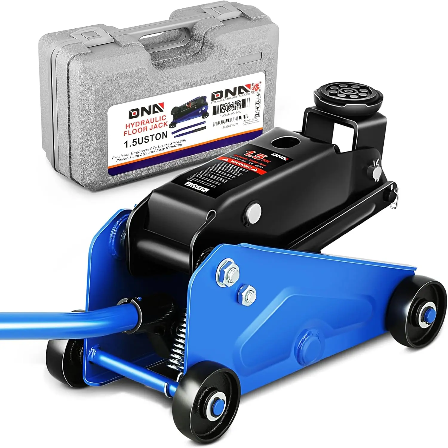 

Низкопрофильная гидравлическая тележка для обслуживания/пологовый домкрат, емкость 1,5 тонны (3000 фунтов), диапазон подъема 5,5–155,35 дюйма, синий, TOOLS-00675-BL