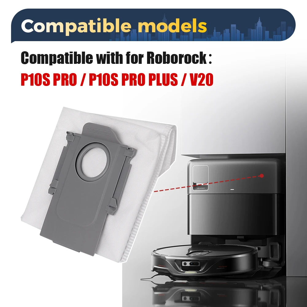 قطع غيار أكياس الغبار لـ Roborock Qrevo Master/P10S Pro/V20 /S8 MaxV Ultra /S8 Max Ultra جهاز آلي لتنظيف الأتربة جزء كيس الغبار