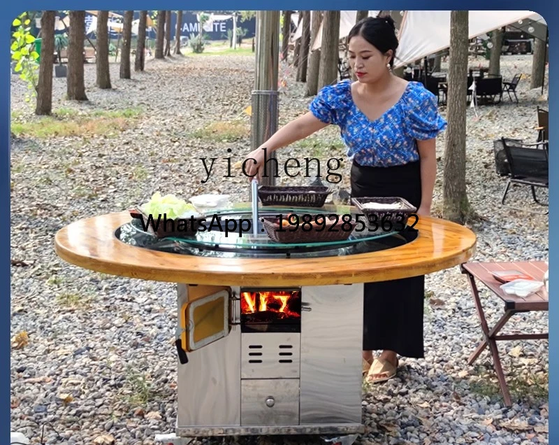 AB  firewood burning outdoor courtyard firewood stove earth pot iron pot stove