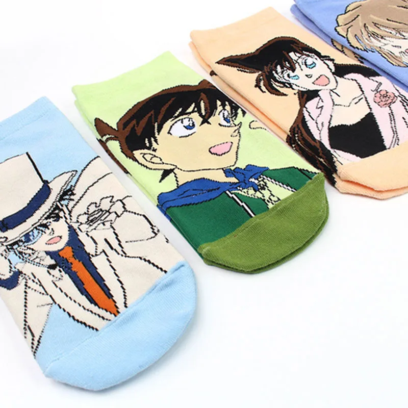 5 Pairs Anime Mouri Ran Haibara Ai Kudou Shinichi Kaitou Kiddo Edogawa Harajuku Non-Slip Women Girls Short Low Cut Cosplay Gifts