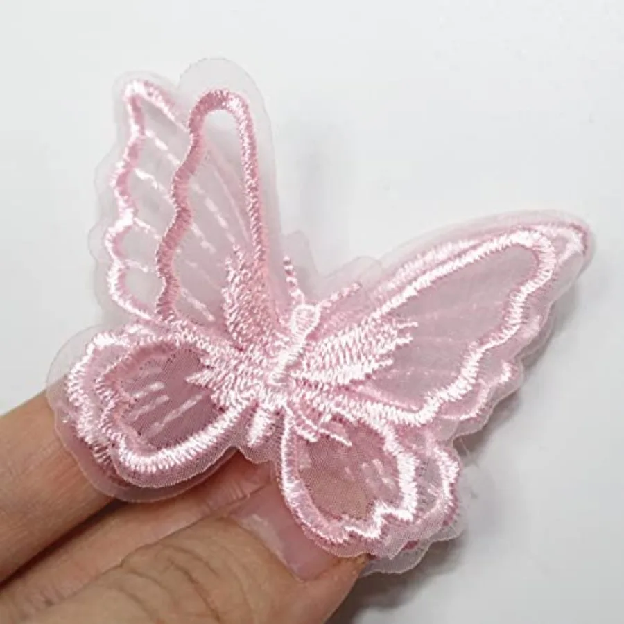 

10pcs Embroidery Butterfly Sew On Patch Badge Wedding Bridal Dress Embroidered Applique Sewing Craft DIY,inch