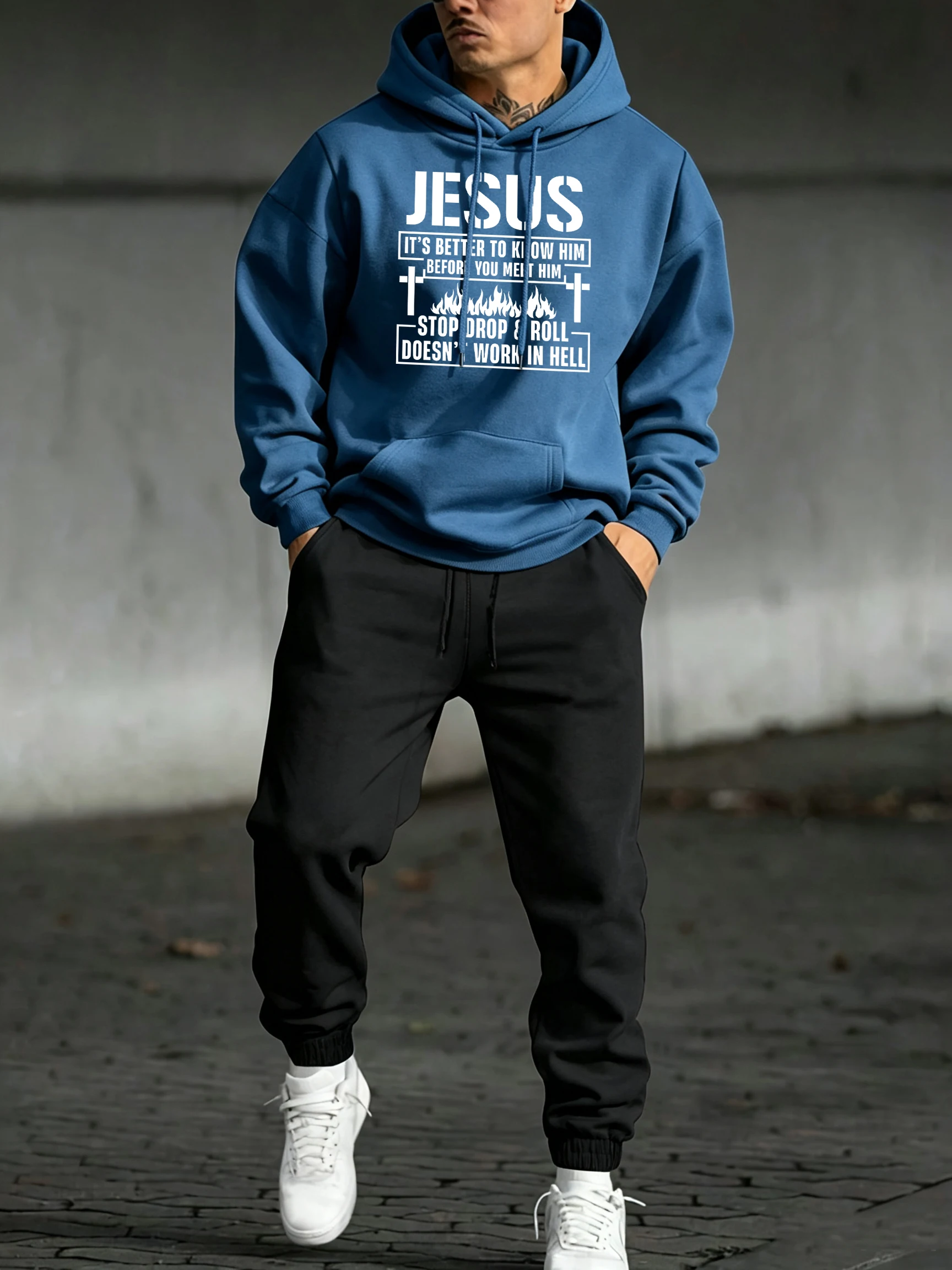 Ensemble sweat à capuche ample avec poche, imprimé "You Need To Understand Jesus", tailles M-2XL, pour homme, en molleton doux, sweatshirts décontractés, pantalon de survêtement de sport pour l'automne