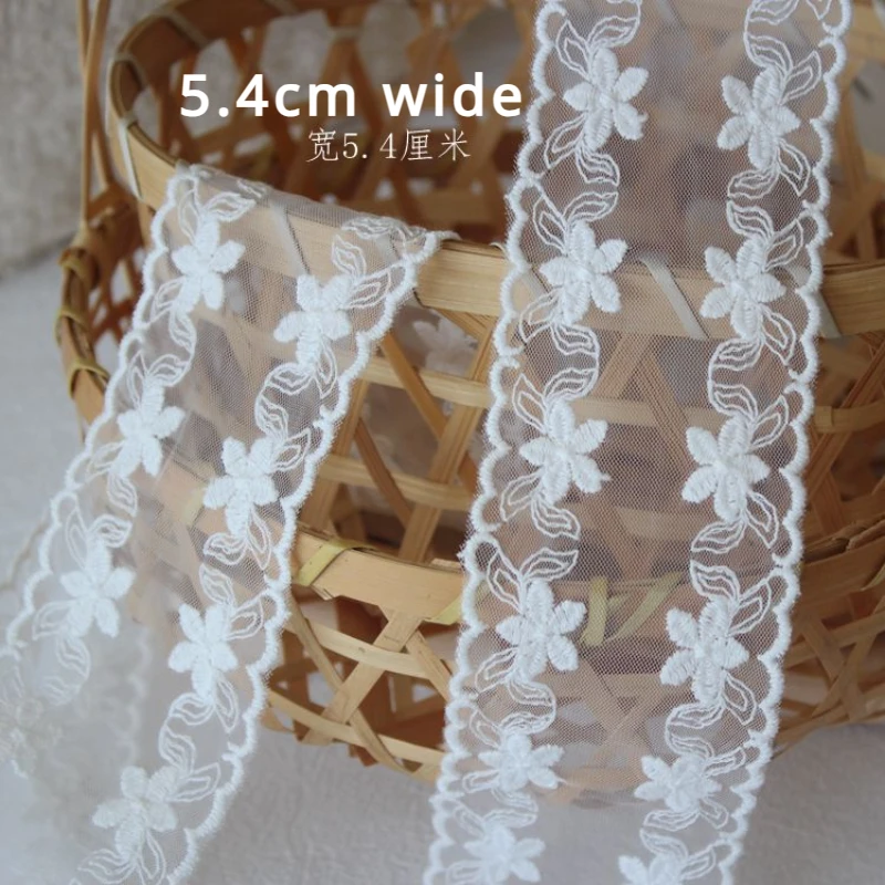 2 Yard Off White Embroidery Lace For Crafts Tulle Fabric Sewing Ribbon Apparel DIY Trimmings African New Lace for Needlework