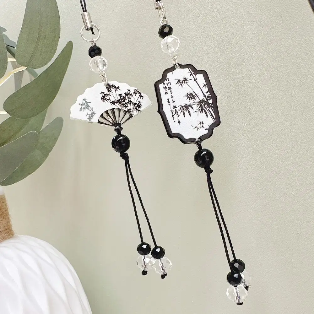 

Acrylic Chinese Style Butterfly Pendant Phone Charm Anti-Lost Retro Beaded Phone Chain Trinket Short Style