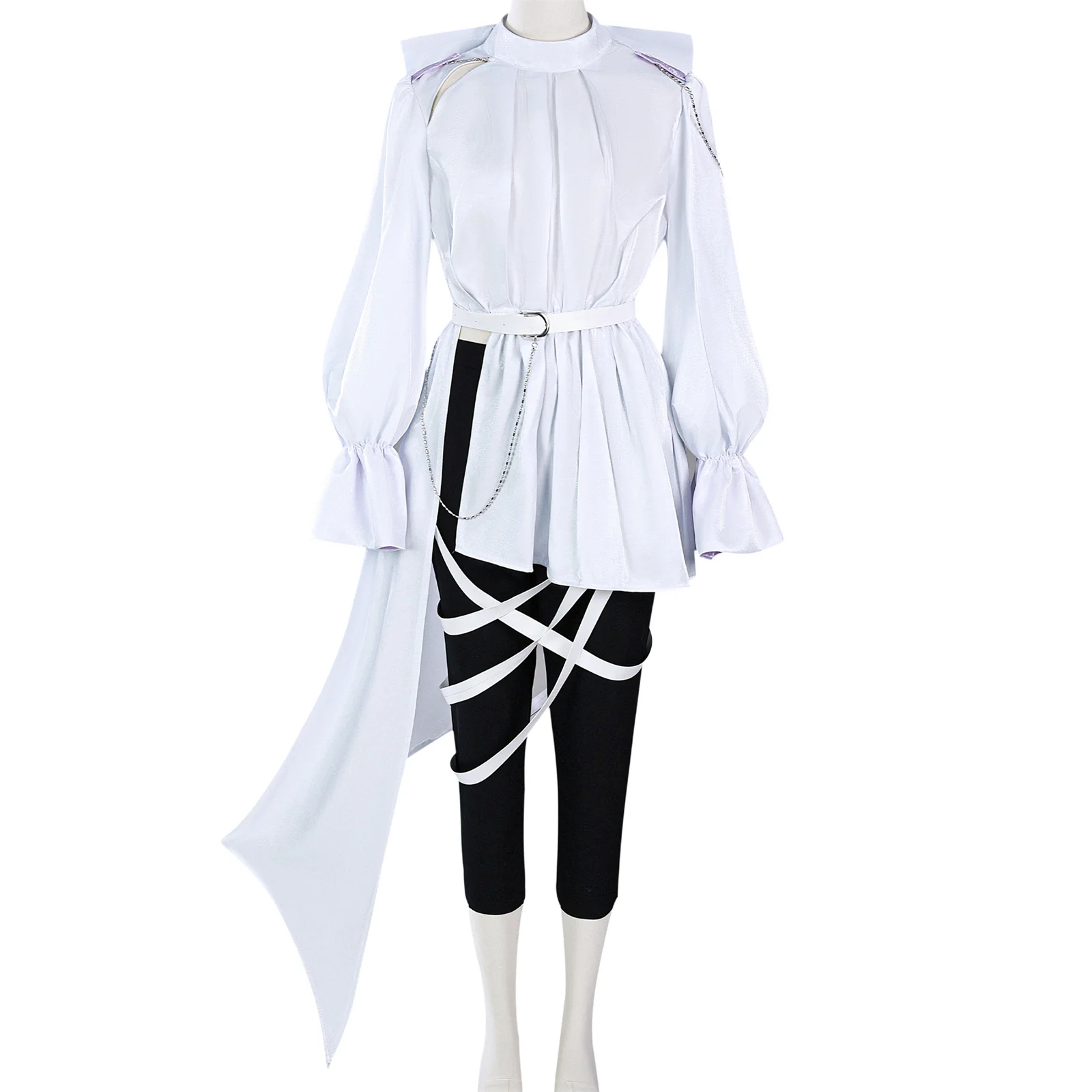 

R5 Luka Cosplay Costume Anime Game Women Off Shoulder Ruched Bodycon Long Sleeve with Chain Concert Costume Halloween Uniform