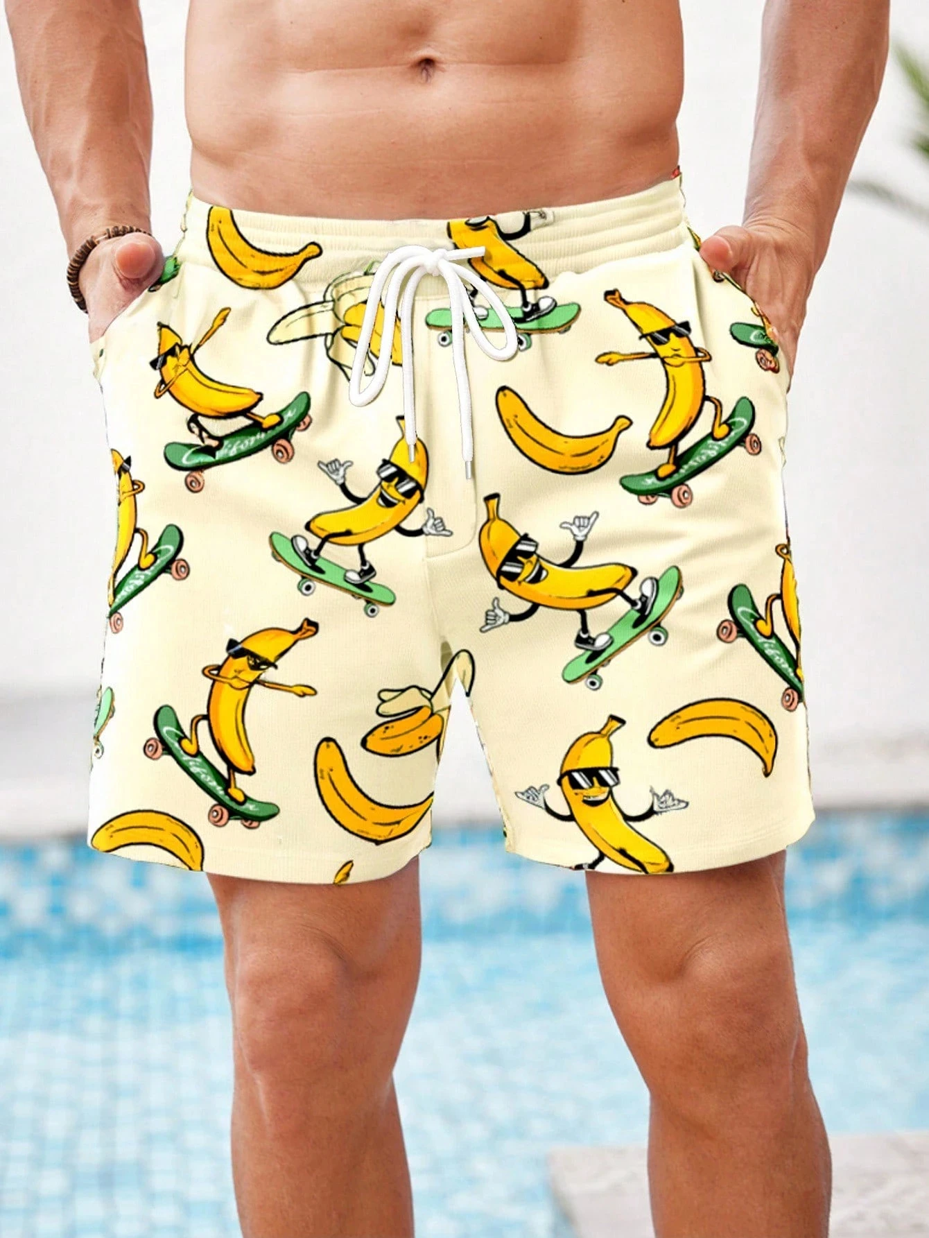 Funny Banana Skateboard Print Summer Men'S Beach Pants Quick Drying Material Swimming Surfing Men'S Clothing Shorts