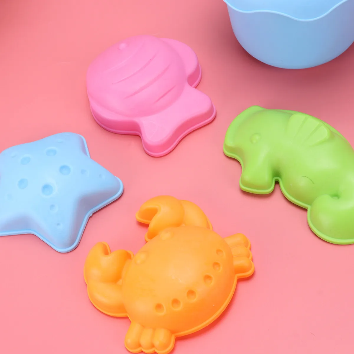1Set Plastic Soft Beach Sand Molds Premium Beach Sand Toys Set Kids Water Toy Kit Safe Bucket Shovel Rake Pail