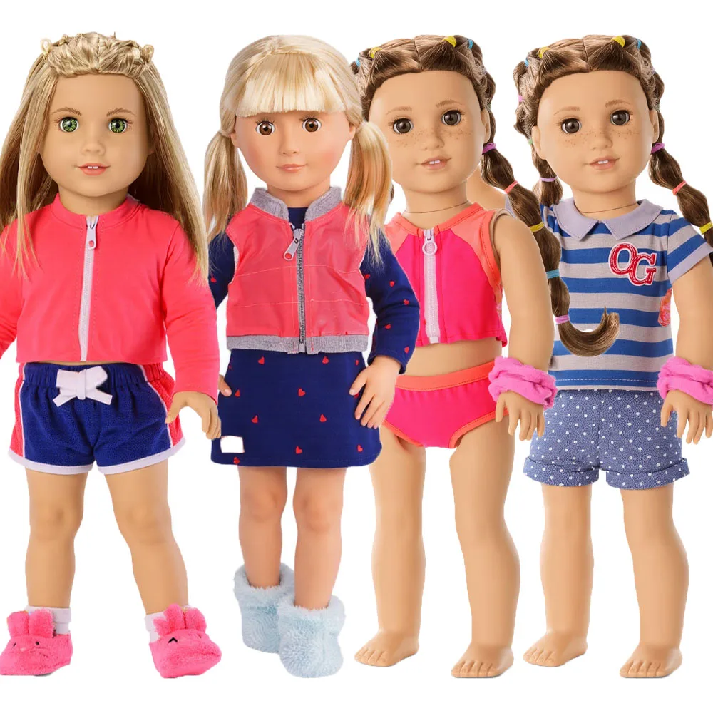 ตุ๊กตาเสื้อผ้า 4PCS 1/3BJD ชุด Multicolor Nightgown กระโปรงยาว Activewear ตุ๊กตายูนิคอร์นและตุ๊กตาเด็กอเมริกัน 18 นิ้วอุปกรณ์เสริม