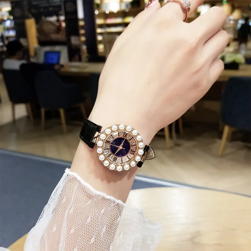 New Starry Automatic with Diamond Quartz Hand Full Diamond Luxury Student Simple Temperament Atmospheric Waterproof Ladies Watch