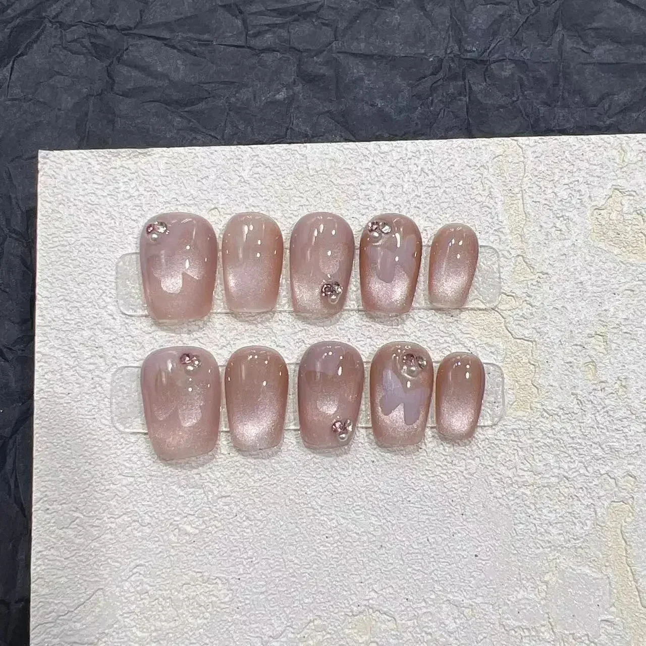 Unhas Postiças Artesanais Gradiente, Pressione, Ballet Curto, Cobertura Completa, Olho De Gato, Design De Borboleta, Manicure, Pontas De Unhas Vestíveis, 10Pcs