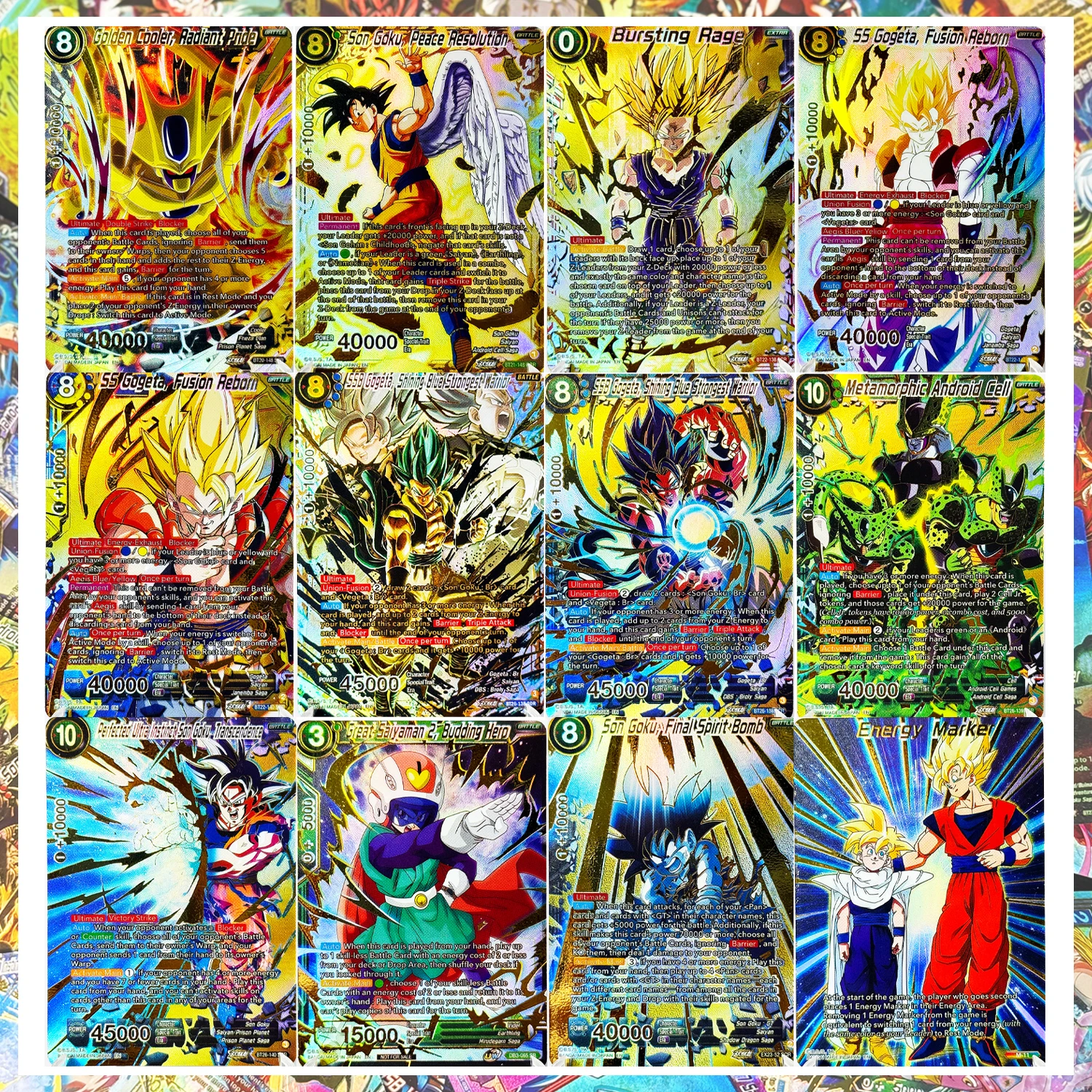 Dragon Ball Super Set Vegito Goku SS SSB Gogeta Cell Anime Collectibles TCG Replica Proxy High Quality Cards Foil Texture Card