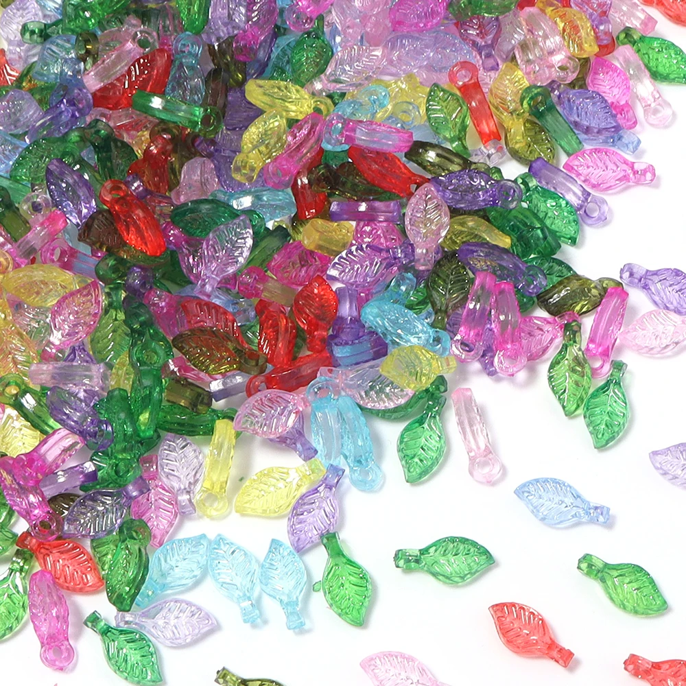 200pcs Acrylic Leaf Shaped Charms Green Leaves Charms Pendants For Jewelry Making DIY Handmade Earrings Necklace Accessories