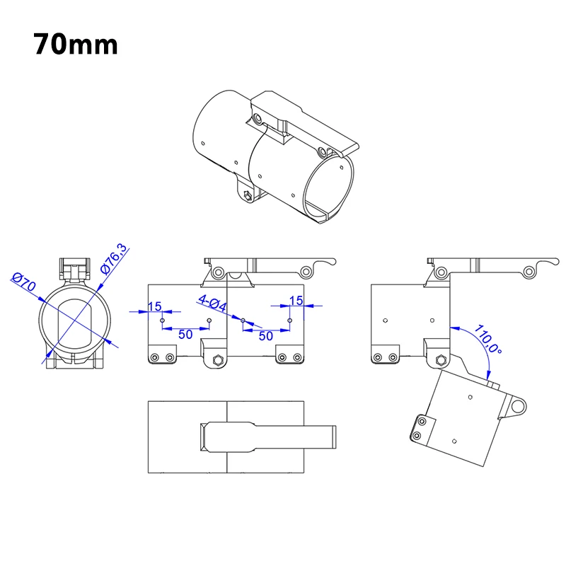 RJX 80/70/60 مللي متر Dro ne للطي الذراع عرضية ثابتة الإفراج السريع موصل ألياف الكربون مشبك أنابيب الكربون