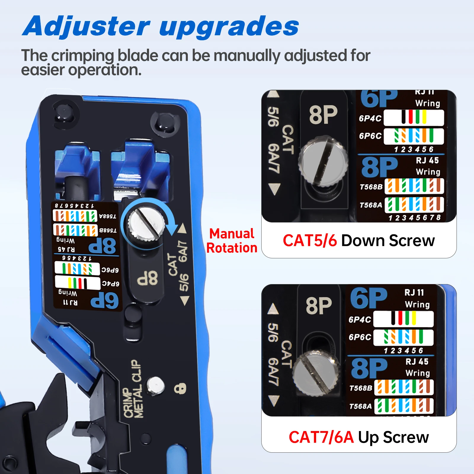 ZoeRax RJ45 CAT7 CAT6A Crimping Tool RJ45 Network Tool Kit for CAT6A CAT7 CAT5 CAT6 Connectors with Crimp Tool,Wire Stripper and Blades - view 3