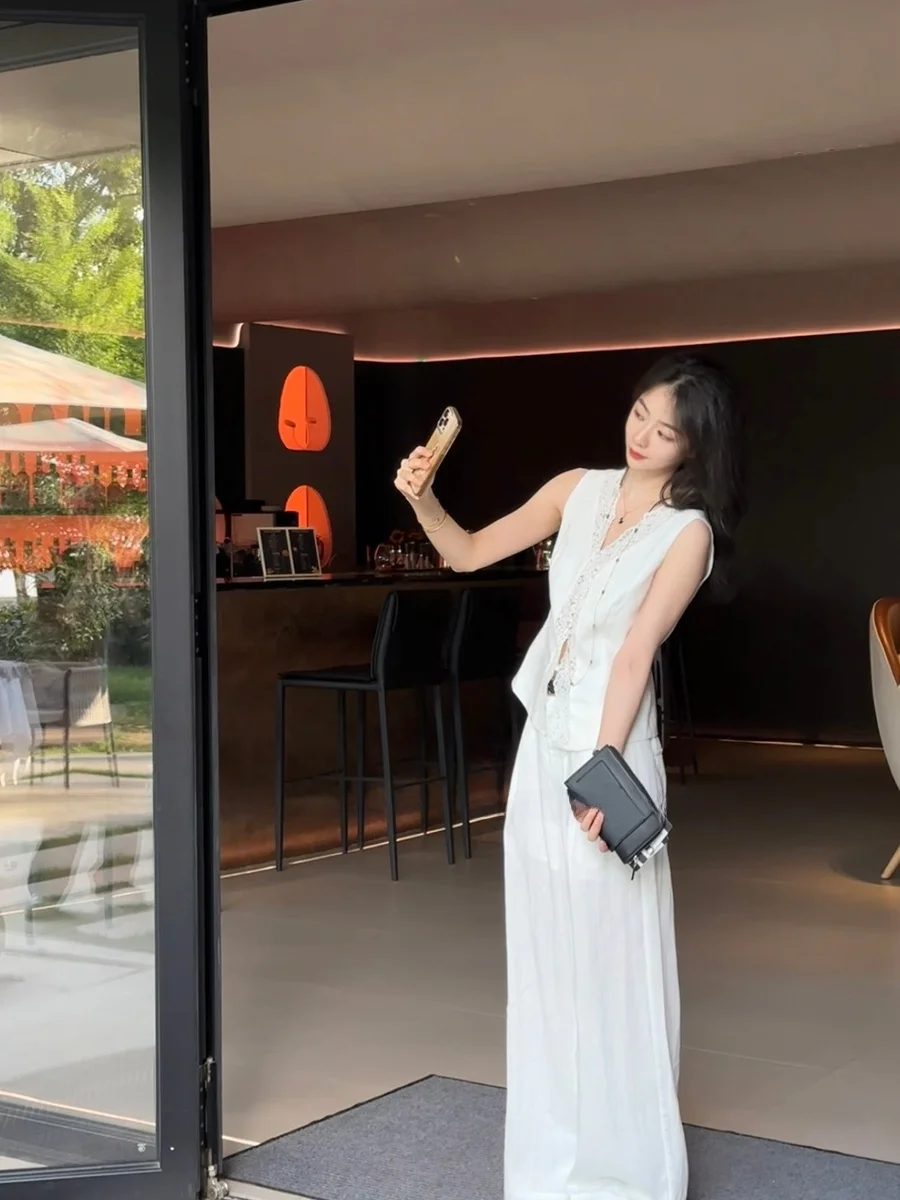 

Alice in Wonderland Summer Fashion Casual Slimming Wide Leg Pants Loose Drapey Long Trousers High Waist Straight Leg Pants