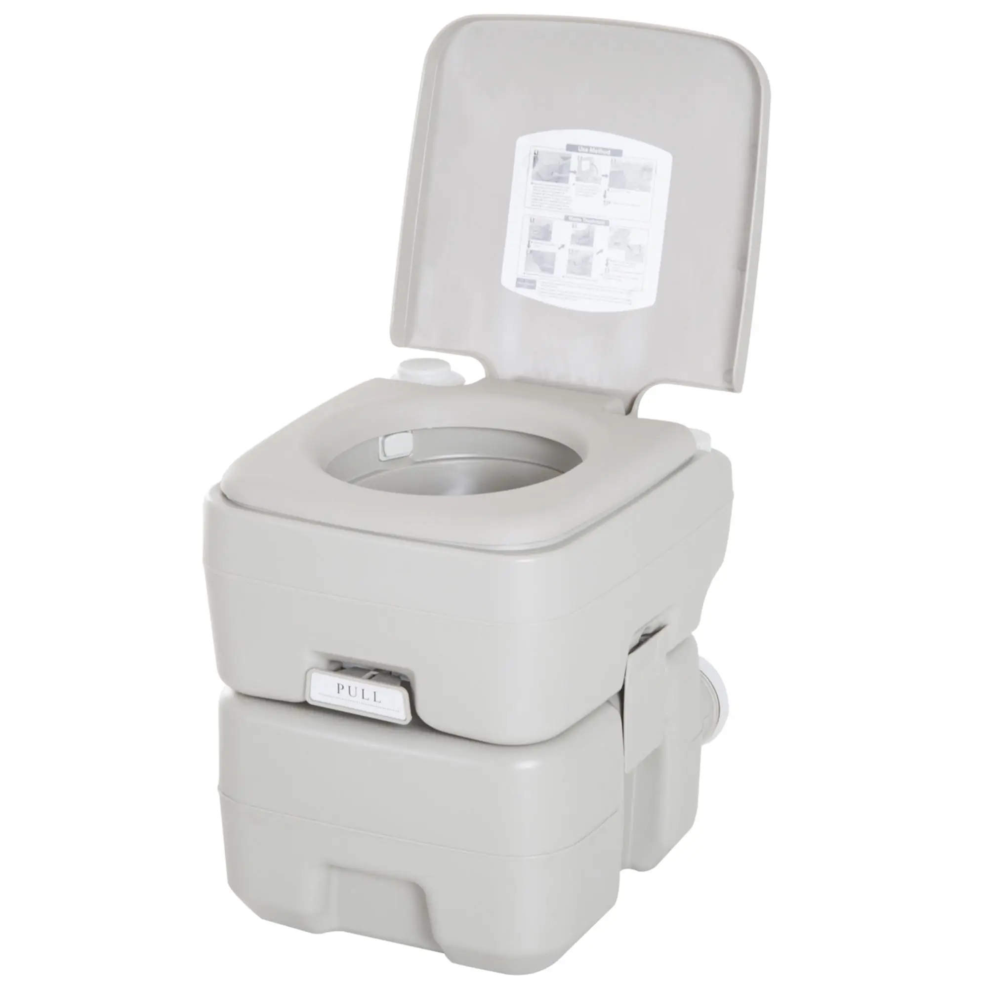 Inodoro Portátil de 20L con Tanque de Aguas Residuales para Camping, Viajes, Caravana, Barco, Personas Mayores, HDPE Gris, Capacidad de Carga de 147 kg, 41.5x36.5x42 cm