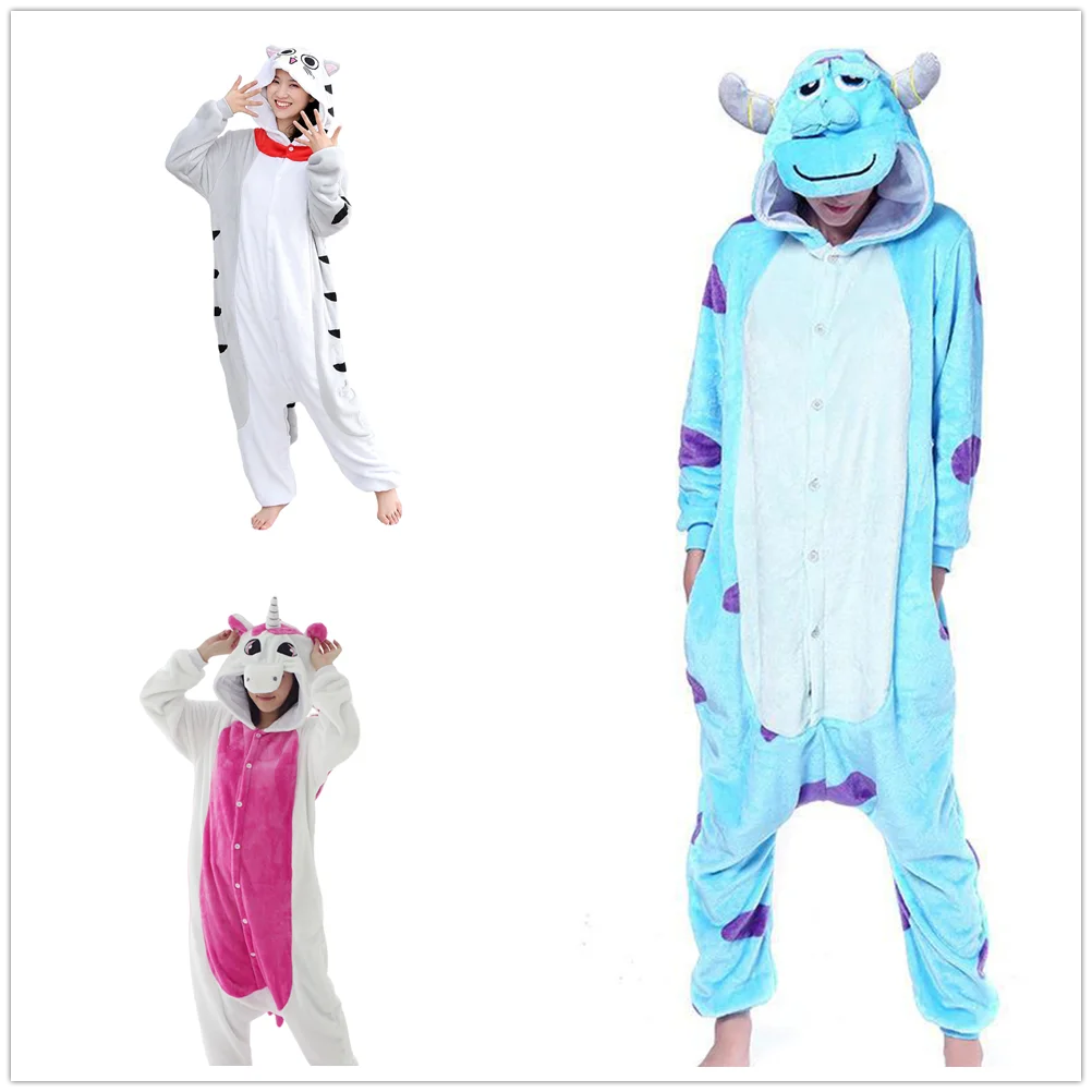 

Anime Cartoon Flannel One-piece Sleepwear Unisex Adult Kids Animal Jumpsuit Pyjamas Onesies Nightgown Homewear Cosplay Costume