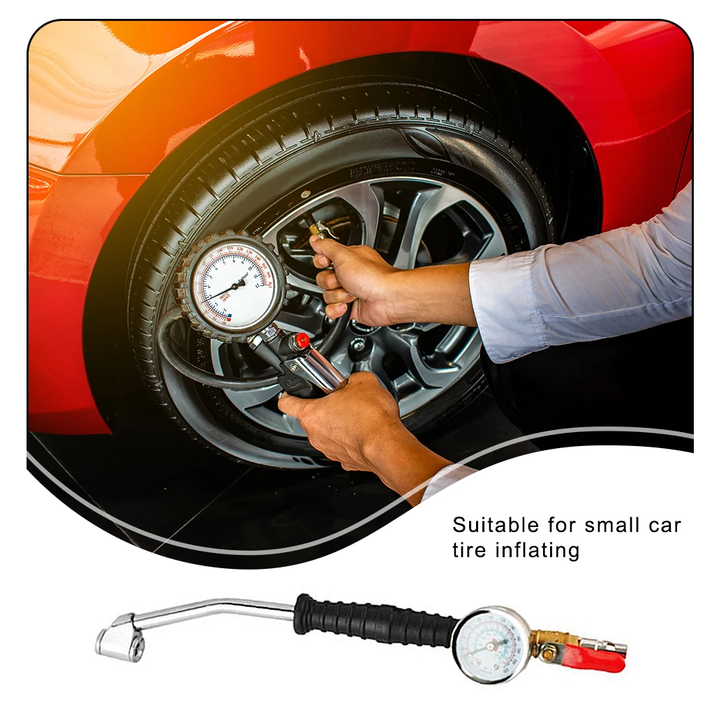 

Tire Inflatable Rod with Gauge Inflator Gauge Part Cranking Compressor Connection Car Accessories Large Vehicles