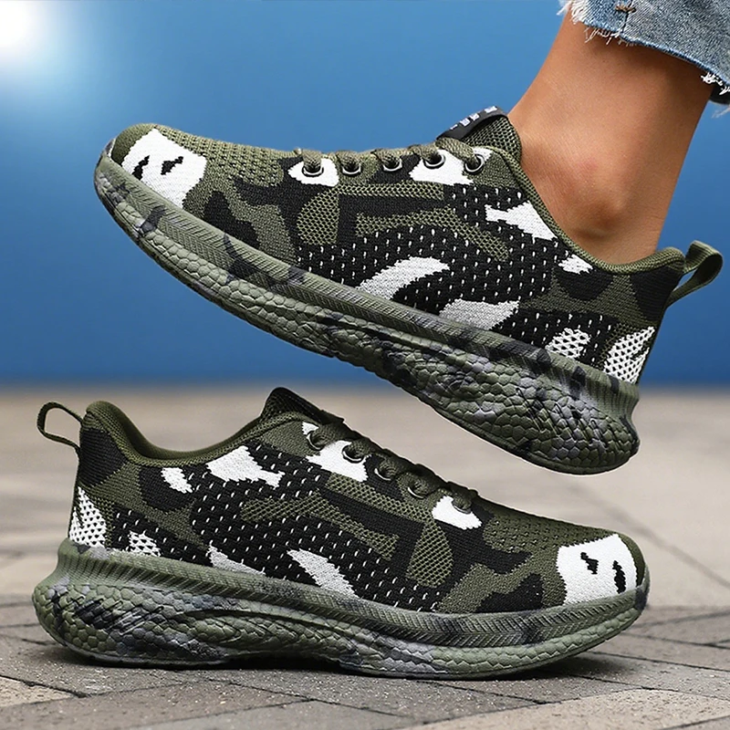 

Men's camouflage running shoes - breathable mesh upper, non slip sole, lightweight designer for women's casual sports shoes