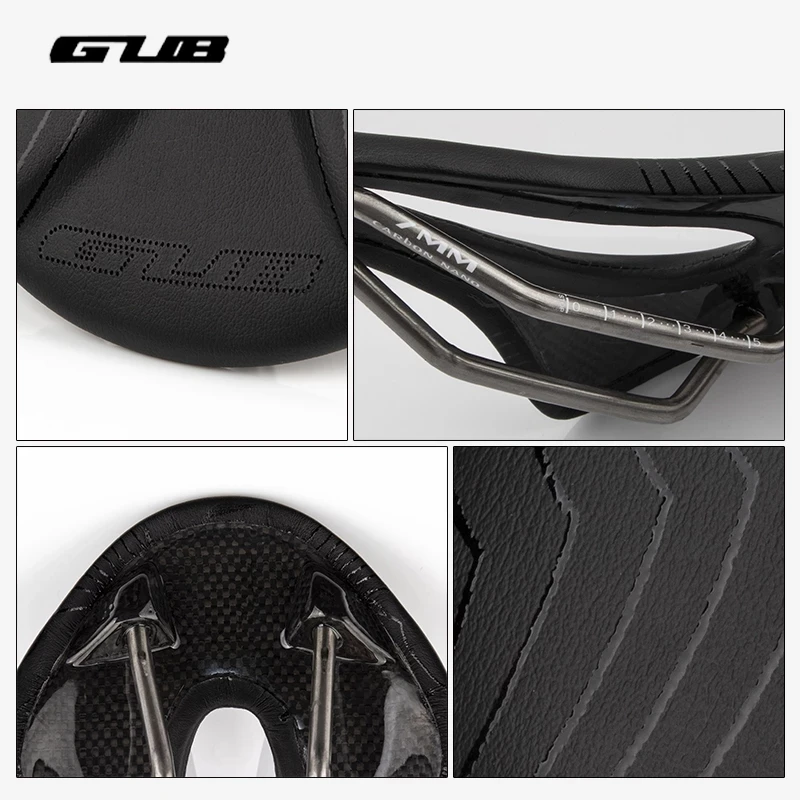 GUB UltraLight Bicycle Saddle Microfiber Leather 3K Carbon Fiber Base Titanium Alloy Seat Bow Hollow MTB Road Bike Seat Cushion