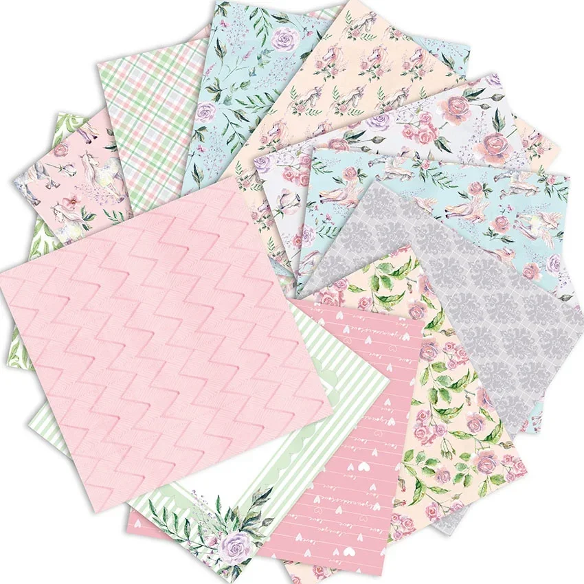 Flower Horse Single-sided DIY Handmade Card Scrapbook Album Background Paper Retro Travel Notes 24 Sheets