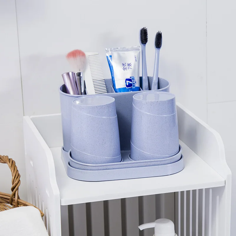 Mouthwash Cup Storage Shelf Toothbrush Organizer Rack Toothpaste Toiletries Drying Holder Space Saving Home Bathroom Accessories