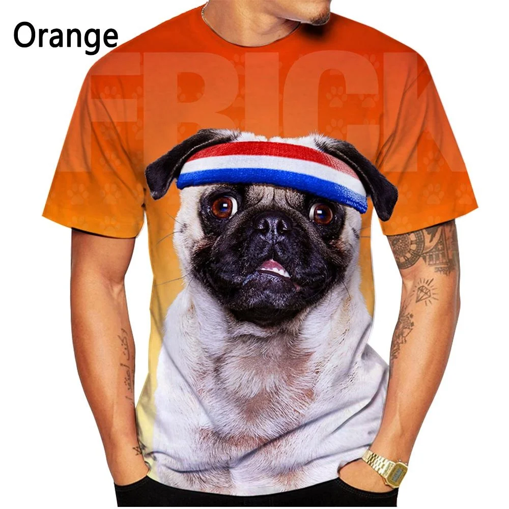 Pug Dog 3D Printed T-shirt Men's and Women's Fashion T-shirt Summer Casual Short Sleeved Animal Dog Shirt Top