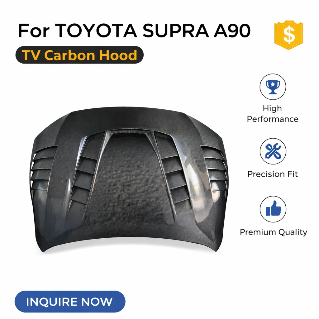 Carbon Fiber Hood with Vent for GR A90 A91 (2019-2023) | TV Style Front Bonnet Replacement | OEM-Style Fit