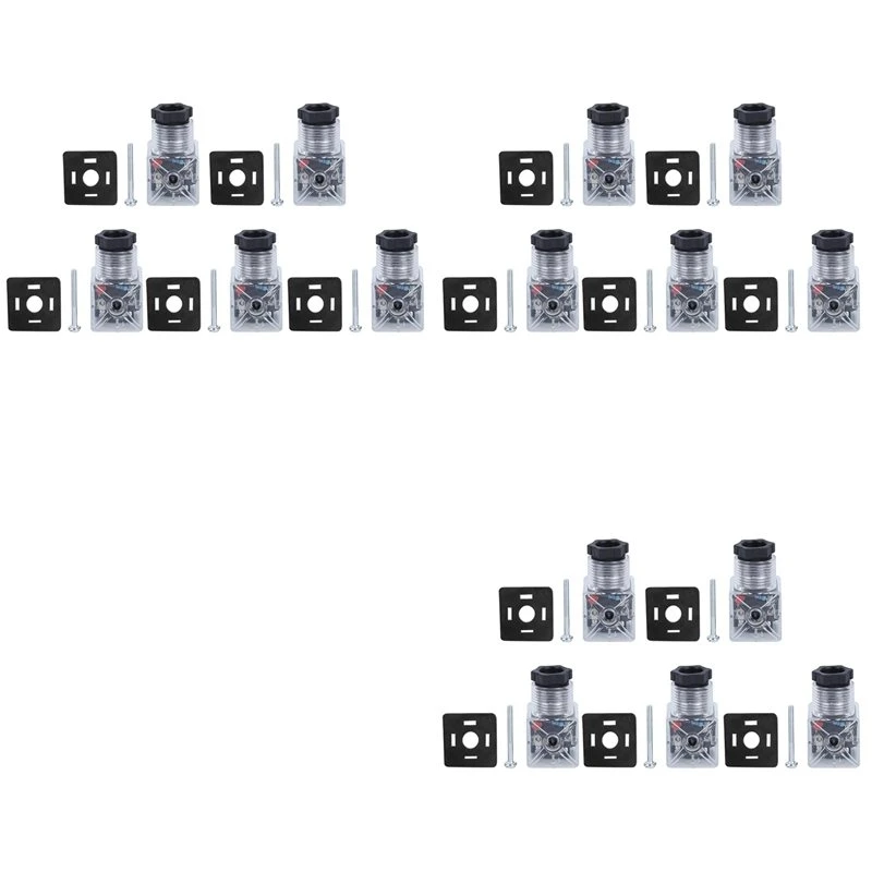 ABHU 15Pcs Solenoid Coil Plug Hydraulic Solenoid Valve Transparent Voltage Universal Accessories DC24V
