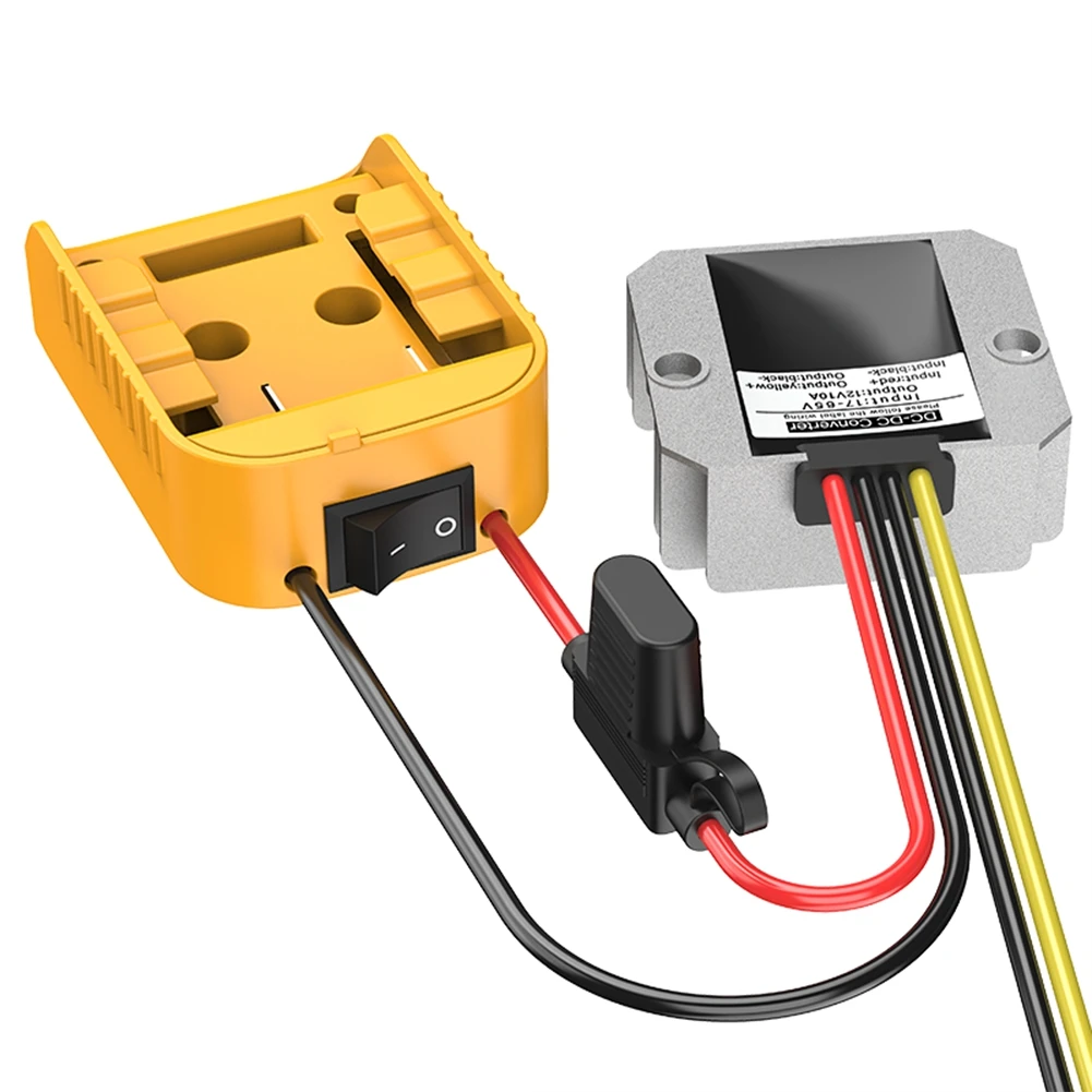 Aktywny! Do adaptera baterii litowej DeWalt DCB Series 18 V/20 V + urządzenie obniżające napięcie DC-DC (12 V, 10 A, 120 W) z bezpiecznikiem