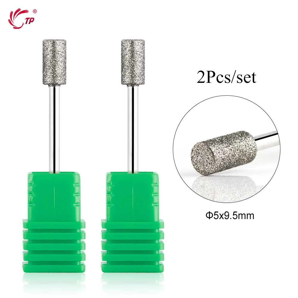 TP 2 pièces forets à ongles diamant 5*9.5mm foret à cuticules russe perceuse de manucure électrique fraise rotative accessoires pour ongles