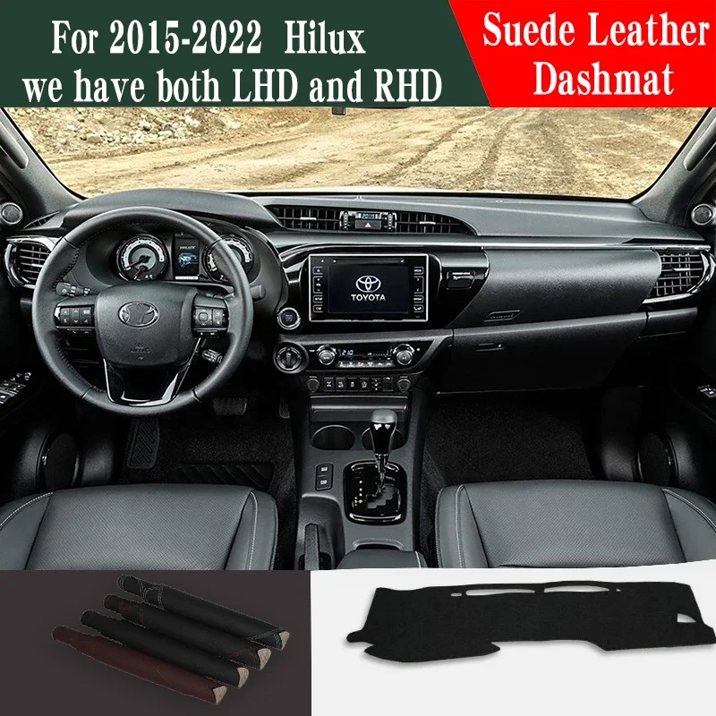 

Кожаный коврик-накладка на приборную панель для HILUX 2015-2022, защита от солнца, аксессуары для автостайлинга