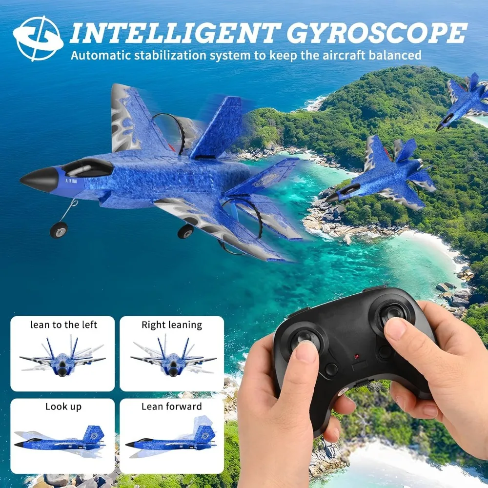F-35 2CH Fighter RC-Flugzeug – 2,4-GHz-Fernbedienung mit 6-Achsen-Gyro und zwei Batterien für erwachsene Anfänger