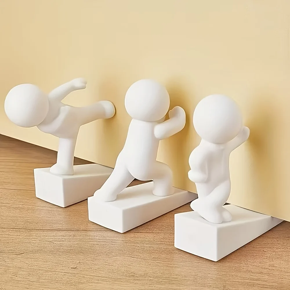 3 Pack Plastic Door Stoppers – Suitable for Home, Office, Indoor & Outdoor Use, Modern Minimalist White Door Stops