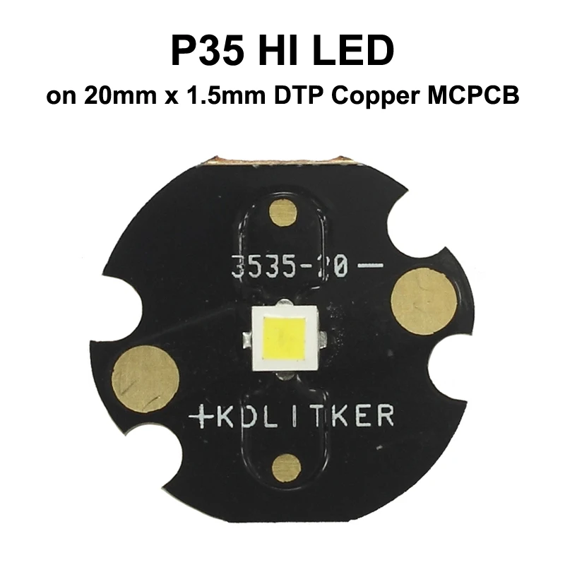 P35 HI 3V 8A 1800 Lumens 6500K 4000K3535 LED Emitter on KDLitker DTP Copper MCPCB Long Throw Bead High Power Flashlight DIY