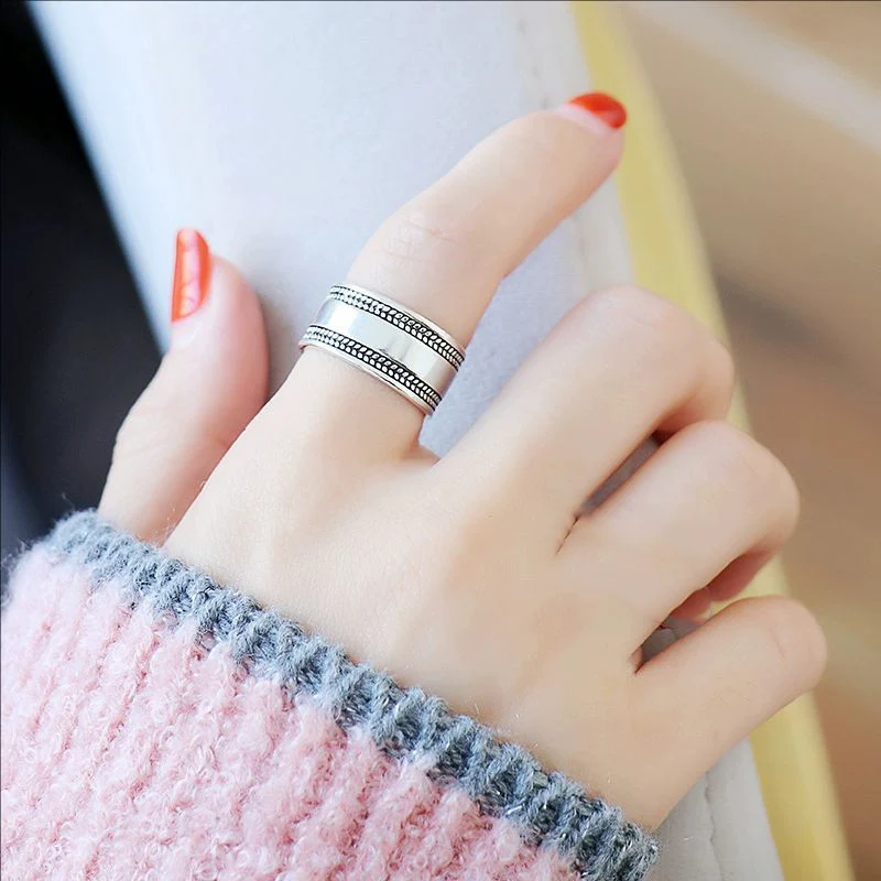 Mewanry خواتم فضية اللون ناعمة مفتوحة للنساء الأزواج خمر مزاجه بسيط العصرية الكلاسيكية مجوهرات الحفلات هدايا عطلة