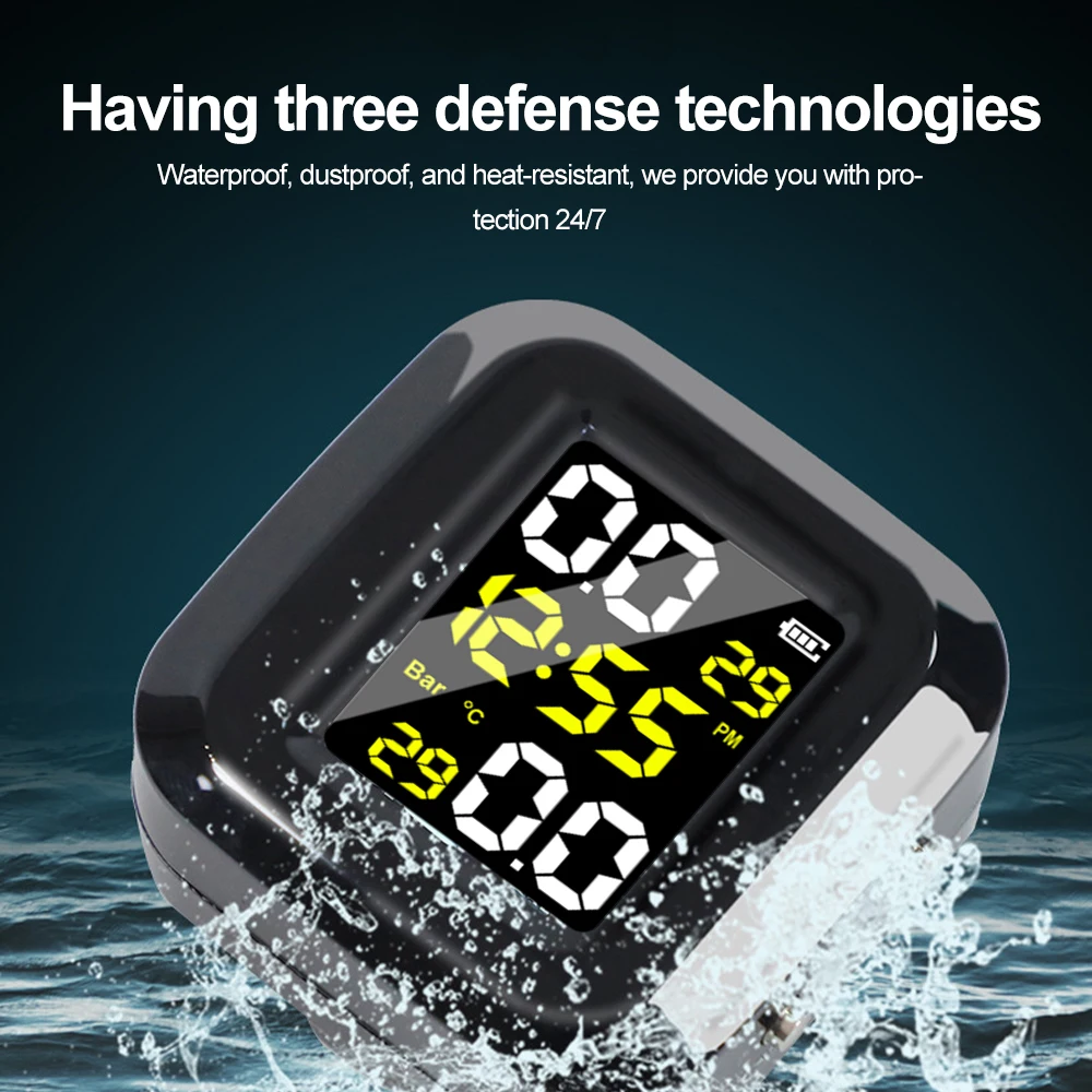 دراجة نارية مراقبة ضغط الإطارات شاشة ديجيتال 2 عجلة الإطارات الاستشعار الخارجي دراجة نارية TMPS كاشف ضغط الإطارات اللاسلكية