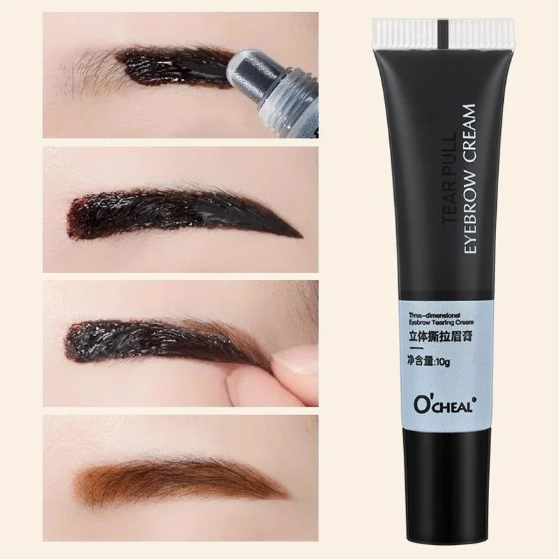 Tearing Eyebrow Gel Peel Off Semi-Permanent Eyebrow Cream Waterproof Lasting Eye Brow Enhancers Liquid Gel Natural Brow Tattoo