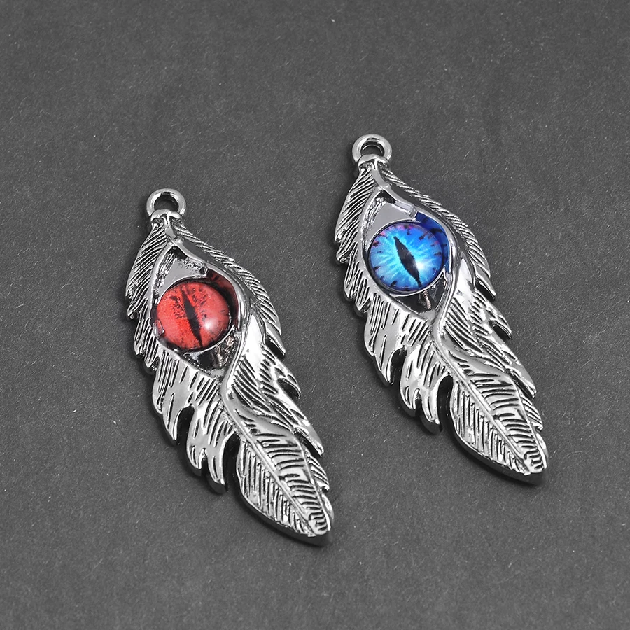 4-Piece Set of Feather Devil's Eye DIY Handmade Pendants, Embossed Feather Embellishments with Colorful Eye Designs, Suitable for DIY Bracelets, Necklaces, Earrings, and Hanging Ornaments, Handmade Beaded Decoration Accessories