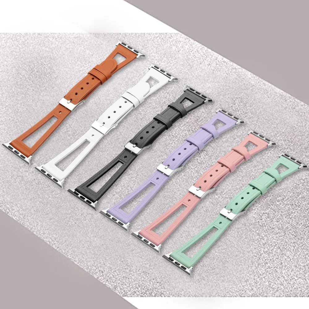 Leather Strap for Apple Watch Band 45mm 41mm 49mm 44mm 40mm 42mm 38mm Fashion Bracelet for iWatch Series Ultra 8 7 6 5 4 3 2 SE
