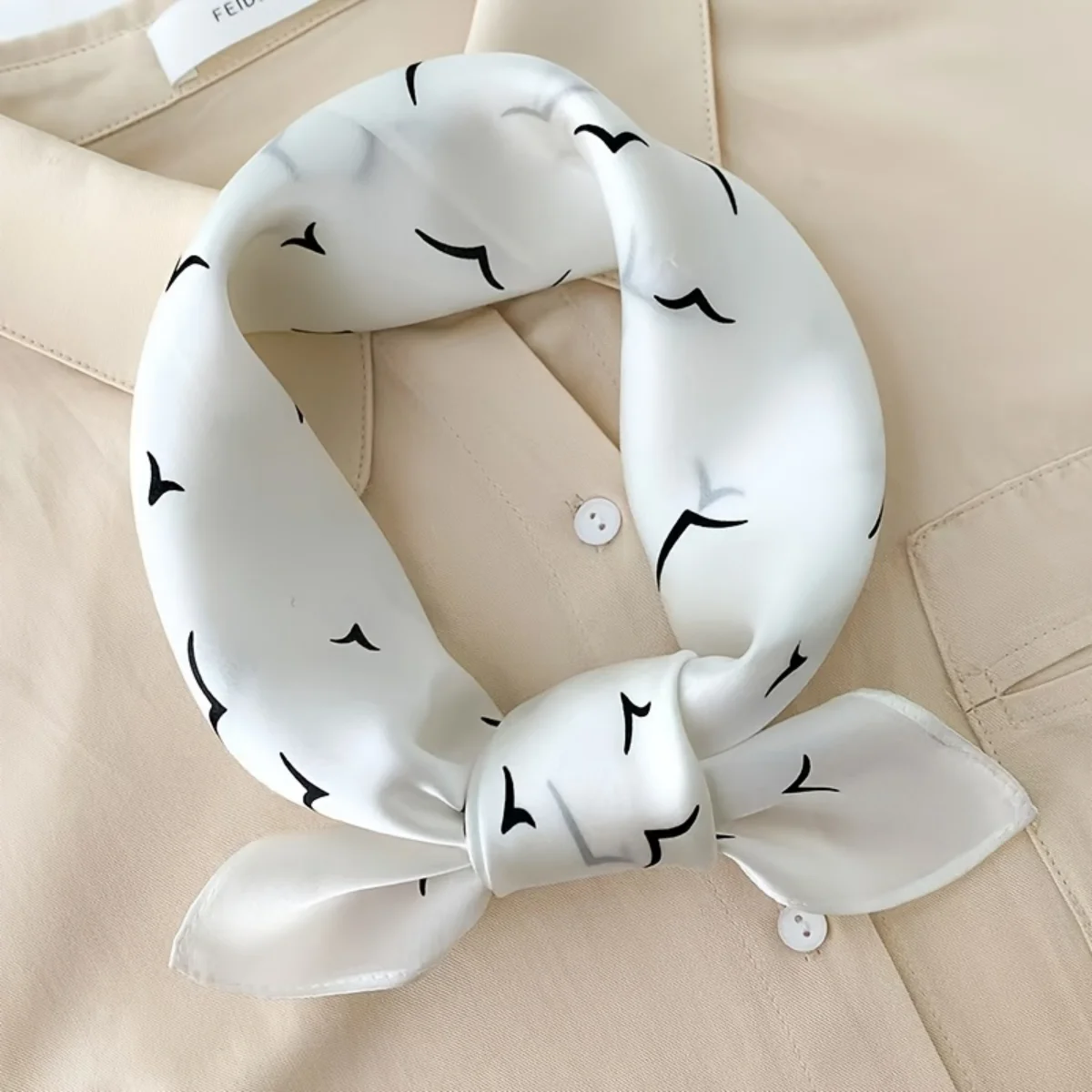 

Elegant Seagull Print Satin Scarf,Soft Imitation Silk for Women,Versatile for Neck,Hair,Bag Decor,Fashion Accessory,Ladies Scarf