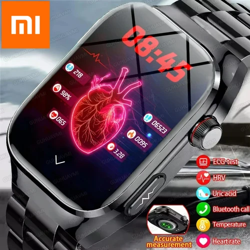 Imagen 2 del producto Para Xiaomi 2025 nuevo tres altos presión arterial Smartwatch ECG ácido úrico reloj de ritmo cardíaco análisis corporal relojes de monitoreo de salud